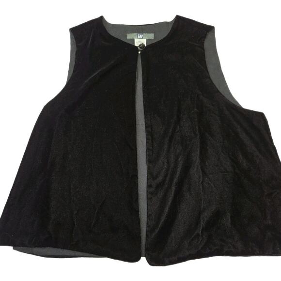 Womens VINTAGE 90's GAP Black VELVET Vest Size Large EUC CLEAN - Picture 1 of 12